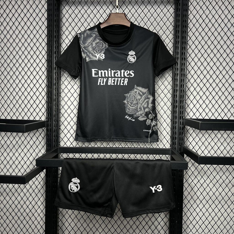 REAL MADRID Y-3 BLACK 24/25 CHILDREN'S SET